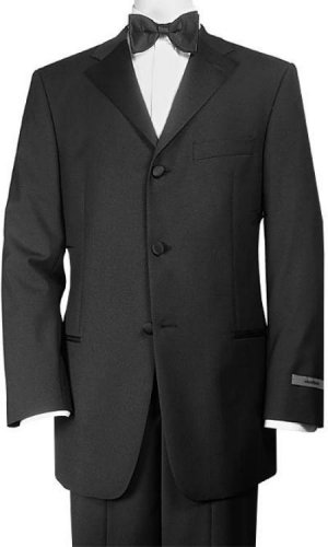 Designer 3 Buttons Super 110's Wool Tuxedo Jacket + Pants + Shirt + Bow tie