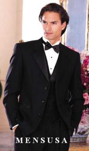 Light Weight Quality Black 3 Button Tuxedo (Packge) With Falt Front Pants