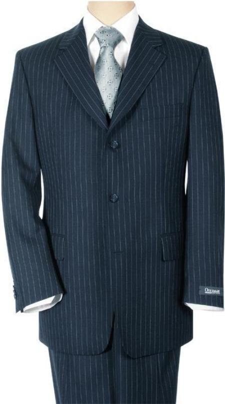 Conservative Navy Blue Pinstripe premeier quality italian fabric Super 150's Wool