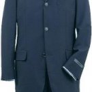 Natural Teal Blue (Light Navy Blue(Not Dark) Wool Blend 3 Buttons Suit Pleated Pants