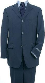 Natural Teal Blue (Light Navy Blue(Not Dark) Wool Blend 3 Buttons Suit Pleated Pants