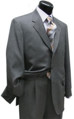 Light Gray Super 120 Wool 3 Buttons Mens Suits