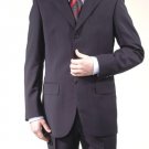 Navy Blue 3 Buttons Mens Super 140's Wool Suits