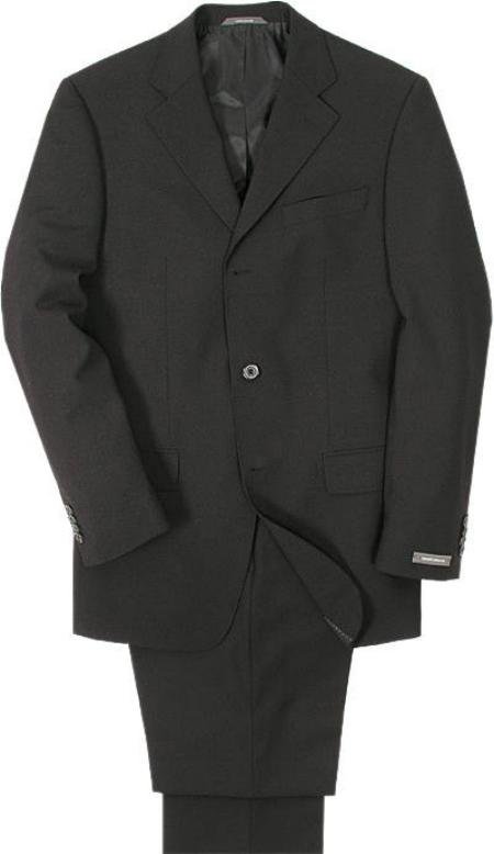 Men's Super 100 Wool Solid BLack 3 Buttons Mens Suit