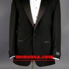Black One Button Notch Lapel Super 120's Wool Mens Tuxedo+ Shirt + Bow tie