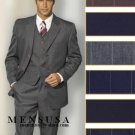 Mens 3 Buttons Black With Midum Not larege Pinstripe Itlaian Super 140's Wool Suit