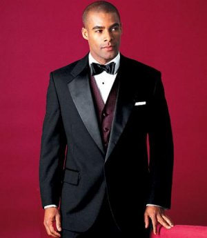 Mens 2 Buttons Tuxedo 2 Buttons Tuxedo Jacket + Pants Satin Notch Lapel Single Breasted