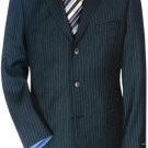 Mens 3 Buttons Italian Small Navy Pinstripe premeier quality italian fabric Super 140 Wool