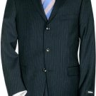 Mens Dark Navy Pinstripe Buiness premeier quality italian fabric Super 150 Wool 3 Buttons