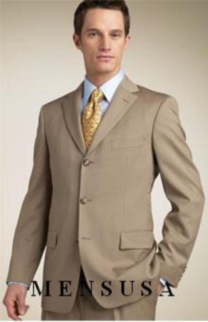 Tan/Bronz Super 150's Wool 3 Button Men's Suits