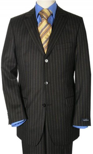 Jet Black Samll Pinstripe premeier quality italian fabric Tessori Super 150's Wool
