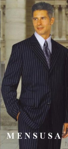Dark Navy blue & White Pinstripe 3 Buttons Super 150's Wool Suits