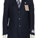 DarkNavy Blue Small Pinstripe premeier quality italian fabric Super 150 Wool 3 Buttons Mens Suit