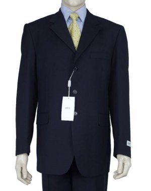 Men's Dress Single Breasted Dark Navy Blue 3 Buttons Double Vent Super 150's Suit