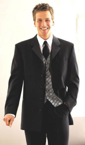 5 Buttons Long Tuxedo Suit 5-button Notch, Satin lapels, Single-breasted        