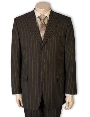 Men's 3 or 4 Button Style Jet Brown Pinstripe Light Weight On Sale