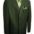 Men's Olive Green 1 Pure Wool. (SUPER 120) 3-button, no vent.     