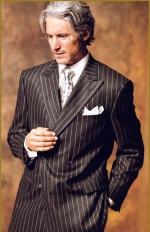 Pinstripe Super 120's Wool Double Breasted with 6 buttons(2 to close Suit
