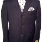 High End 3 Buttons Black & Small Pinstripe Super 140's Wool Business Suits