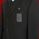 Solid Liquid Black Vested Super 150's Wool Men's Suits
