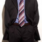 Vinici Mens Black Pinstripe 4 Buttons High Fashion Suits