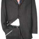 Black Super 120's Wool Chalk Pinstripe