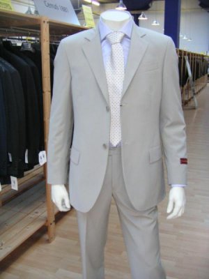 Men's Lightest Tan 2 Button Super Wool Dress Suit (Light Weight Weight)