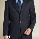 Navy Blue Suit features classic three button 1 sophisticated Wool