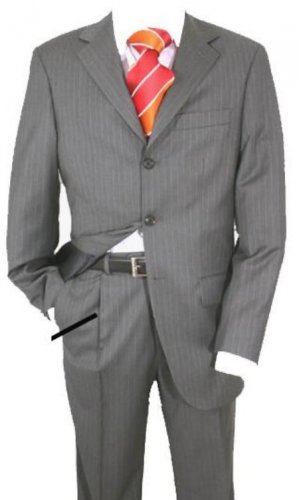 Charcoal Gray Pinstripe Super 120's Wool