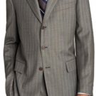 Lightweight Worsted Wool Light Grey 'Travelor' White Pinstripe Suit