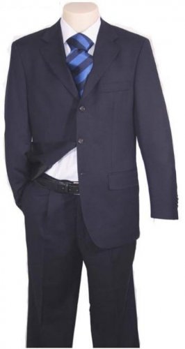 Super 150 Wool & Cashmere 3-Button Navy Blue (No Vent)