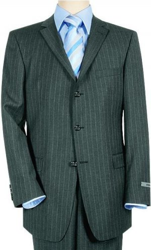 Super 120 Wool & Cashmere Charoal Gray & White Pinstripe premeier quality italian fabric Suit