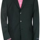 Jet Power Black Solid Black With Sheen!! Super 150's Men's Suit Side Back Vent