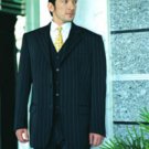 Power Black Pinstripe Super 120's Wool