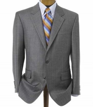 Men's Medium Gray 2 Button Double Vented Jacket + Flat Front Pants