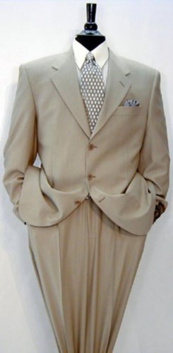 Luxurious High End 3-Button Cashmere Solid Tan premeier quality italian fabric Suit