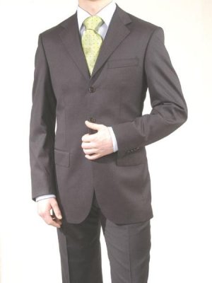 Charcoal Gray/Black -3 Button Super 150's Wool & Cashmere Suit