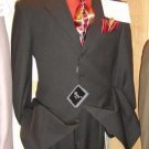 Solid Black 4 Buttons Mens Dress Super 120's Wool premeier quality italian fabric Design