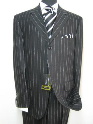 Celebrity Jet Black Pinstripe Super 150's Wool premeier quality italian fabric Design