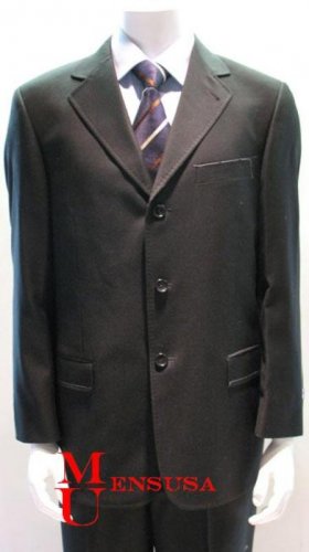 Simple & Classy Solid Black Pick Stitching Laple Double Side Vent On Sale Super 140's Wool