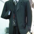3 Button Wide Pinstripe In Charcoal Grey Vest Included