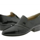 Black Hand-pleated vamp slipon with center gore in kid skin upper.
