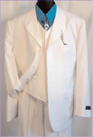 WHITE EXTRA FINE Light Weight Soft Fabirc 3PC VESTED SUIT