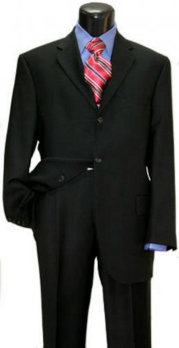 Black Super 150's Wool Men's Suits 3 Buttons Vented