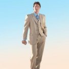Elegant 3 Piece Tan Mens Suit Made Crafted From Super 150's premeier quality italian fabric Wool