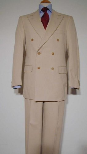Tan Pure Virgin Wool Double Breasted Men's Suit