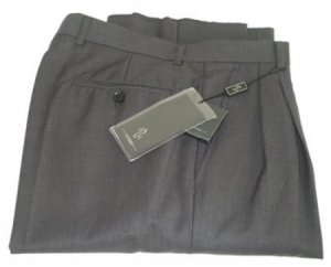 Mizzani Taup Pleated Super 120's Wool premeier quality italian fabric Dress Slacks
