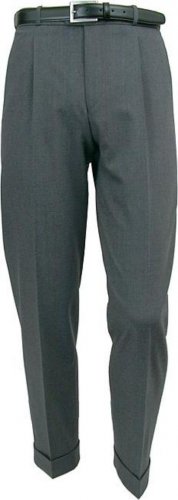Mizzani Light Gray Pleated Super 120's Wool premeier quality italian fabric Dress Slacks