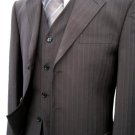 Black Pinstripe Super 120's Wool VEsted Mens Suit