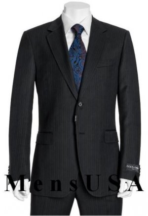 High Quality 2 Button Subtle Muted Conservative Navy Blue Pinstripe Super 140's Wool Suit
